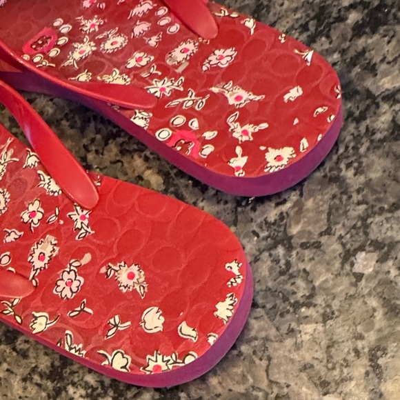 Coach Red Floral Sandals 8.5/9 - Picture 8 of 11